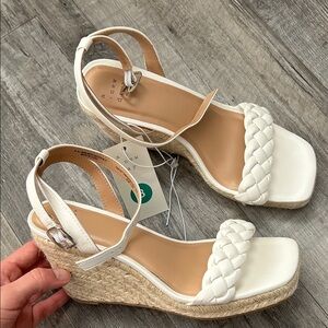 a new day Cream Braided Wedge Sandals